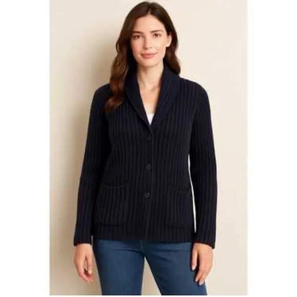 TALBOTS Dark Navy Grandpa Cardigan - Picture 7 of 7